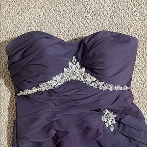 VTG Elegant Purple Strapless Evening Gown with Embellishments